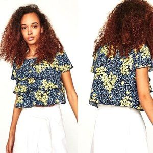 NEW Zara Floral Ruffle Tiered Crop Top